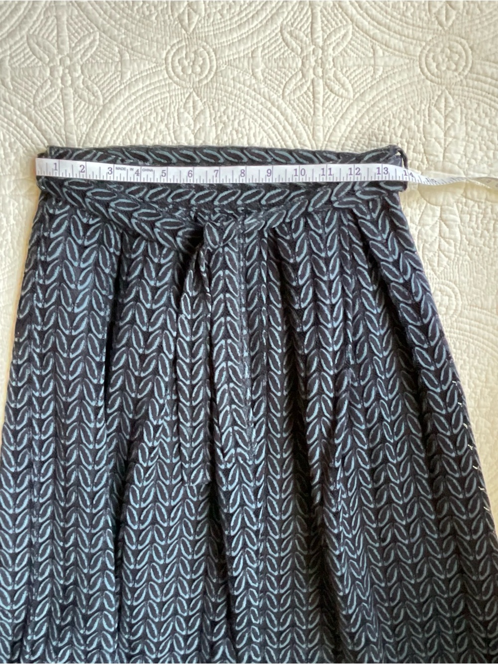 ICE Black Textured A-Line Midi Skirt with Braided Tie Belt Size M - Picture 4 of 9